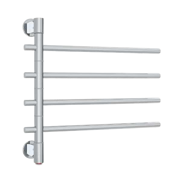 Straight Round Swivel Heated Towel Rail 600mm Polished Stainless Steel