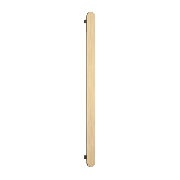 Flat Pill 12V Vertical Single Heated Towel Rail Brushed Brass