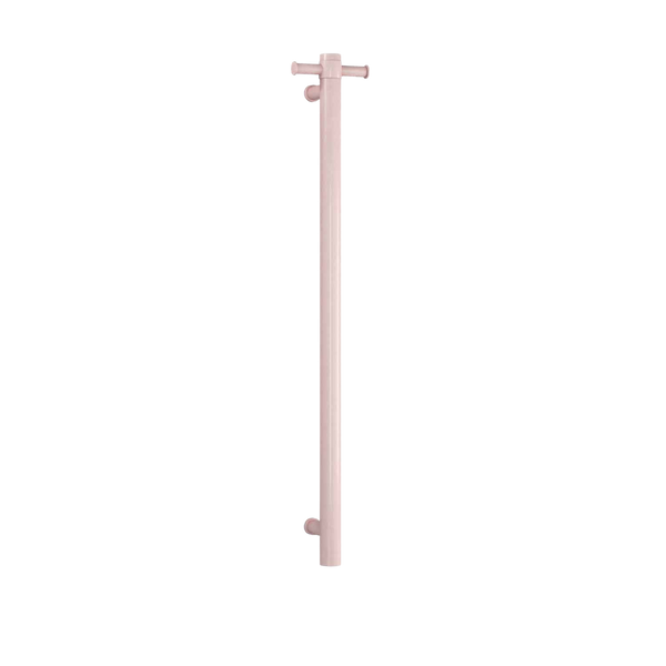 Dusty Pink Straight Round Vertical Single Heated Towel Rail Dusty Pink Pastel