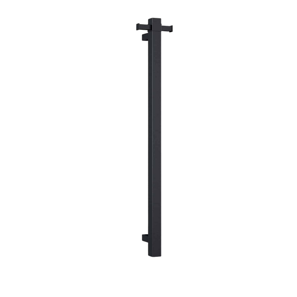 Square Vertical Single Bar Heated Towel Rail Matte Black