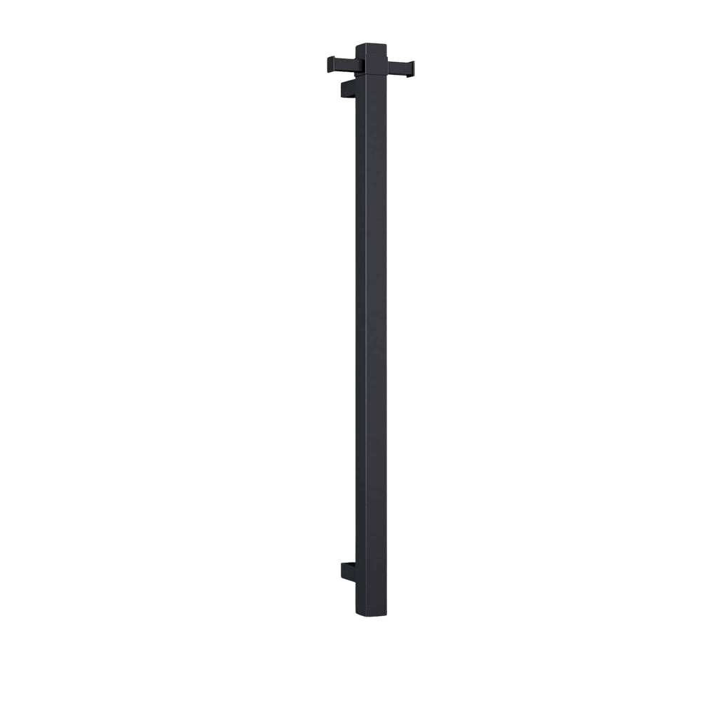 Square Vertical Single Bar Heated Towel Rail Matte Black