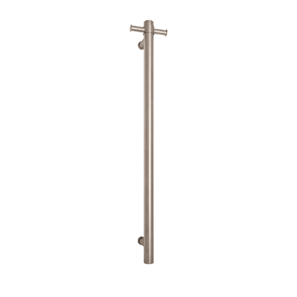 Brushed Round 240Volt Vertical Single Heated Rail Brushed Stainless Steel