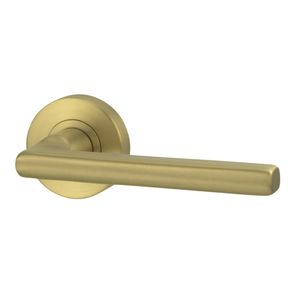 Lockwood Vivid Lever V4 Passage Set with Latch Satin Brass
