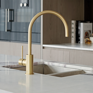 Vivid Slimline Sink Mixer 220mm Gooseneck Brushed Gold - Brushed Gold