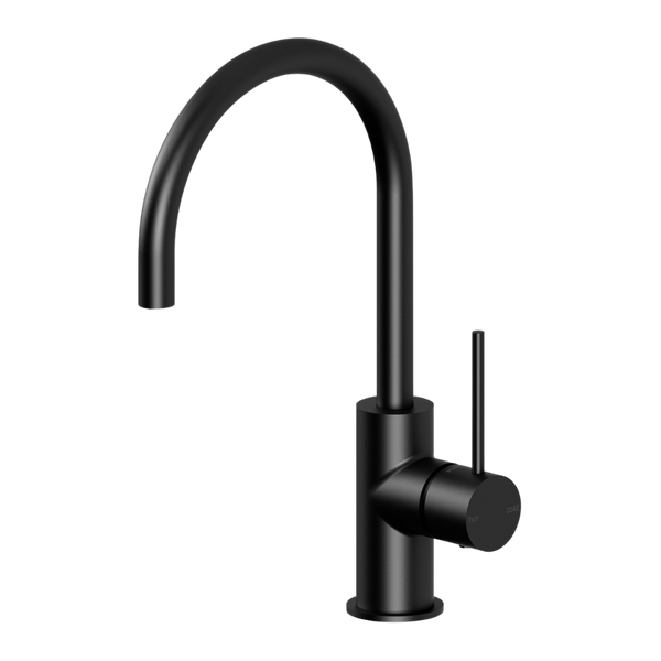 Vivid Slimline Matte Black Sink Mixer 160mm Gooseneck