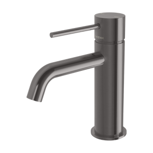 Vivid Slimline Basin Mixer Curved Outlet Brushed Carbon - Brushed Carbon
