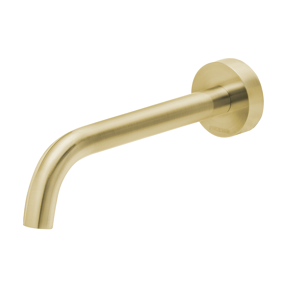 Vivid Slimline Wall Bath Outlet 180mm Curved Brushed Gold