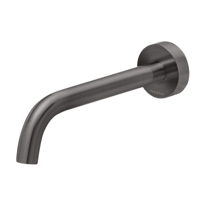 Vivid Slimline Wall Bath Outlet 180mm Curved Brushed Carbon - Brushed Carbon