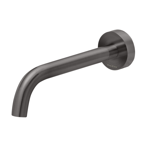 Vivid Slimline Wall Bath Outlet 180mm Curved Brushed Carbon
