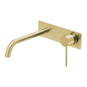 Vivid Slimline Wall Bath Mixer Set 180mm Curved Brushed Gold - Brushed Gold