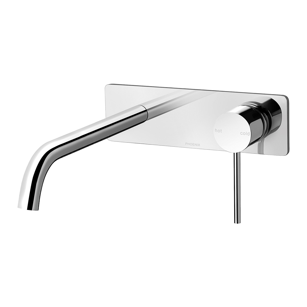 Vivid Slimline Wall Bath Mixer Set 230mm Curved Chrome