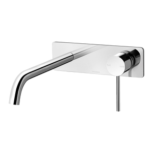 Vivid Slimline Wall Bath Mixer Set 230mm Curved Chrome - Chrome