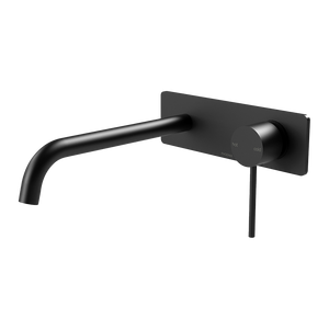 Vivid Slimline Wall Bath Mixer Set 230mm Curved Matte Black - Matte Black