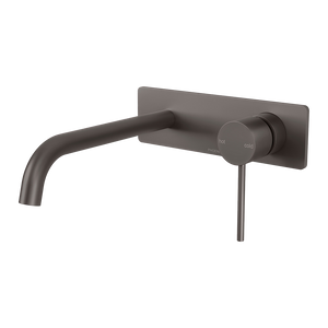 Vivid Slimline Wall Bath Mixer Set 230mm Curved Gunmetal - Gunmetal