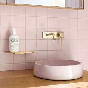 Vivid Slimline Wall Basin Mixer Set 180mm Curved Brushed Gold - Brushed Gold