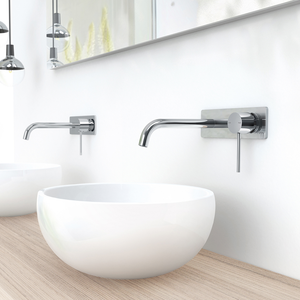 Vivid Slimline Wall Basin Mixer Set 180mm Curved Chrome - Chrome