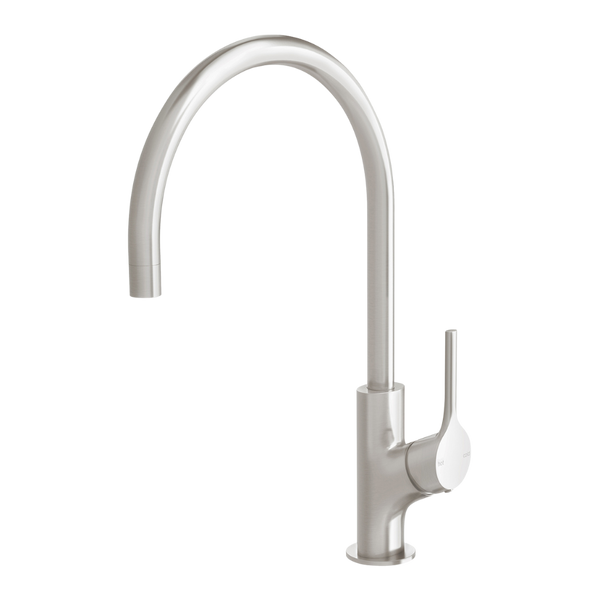 Vivid Slimline Oval Sink Mixer 220mm Gooseneck Brushed Nickel