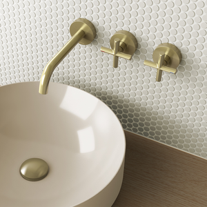 Vivid Slimline Plus Wall Basin / Bath Hostess Set 180mm Outlet Brushed Gold - Brushed Gold