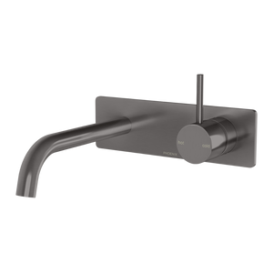 Vivid Slimline Up Basin / Bath Wall Mixer Set Brushed Carbon - Brushed Gunmetal