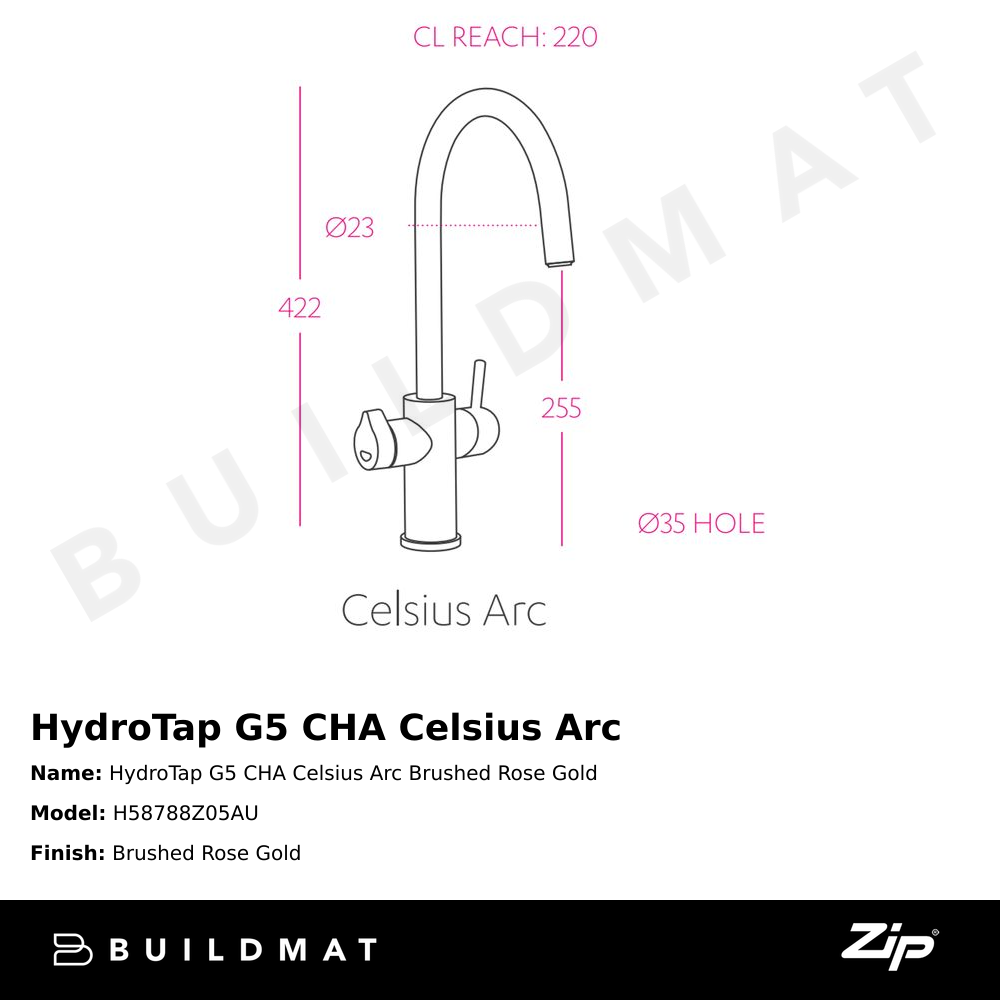 HydroTap G5 CHA Celsius Arc Brushed Rose Gold