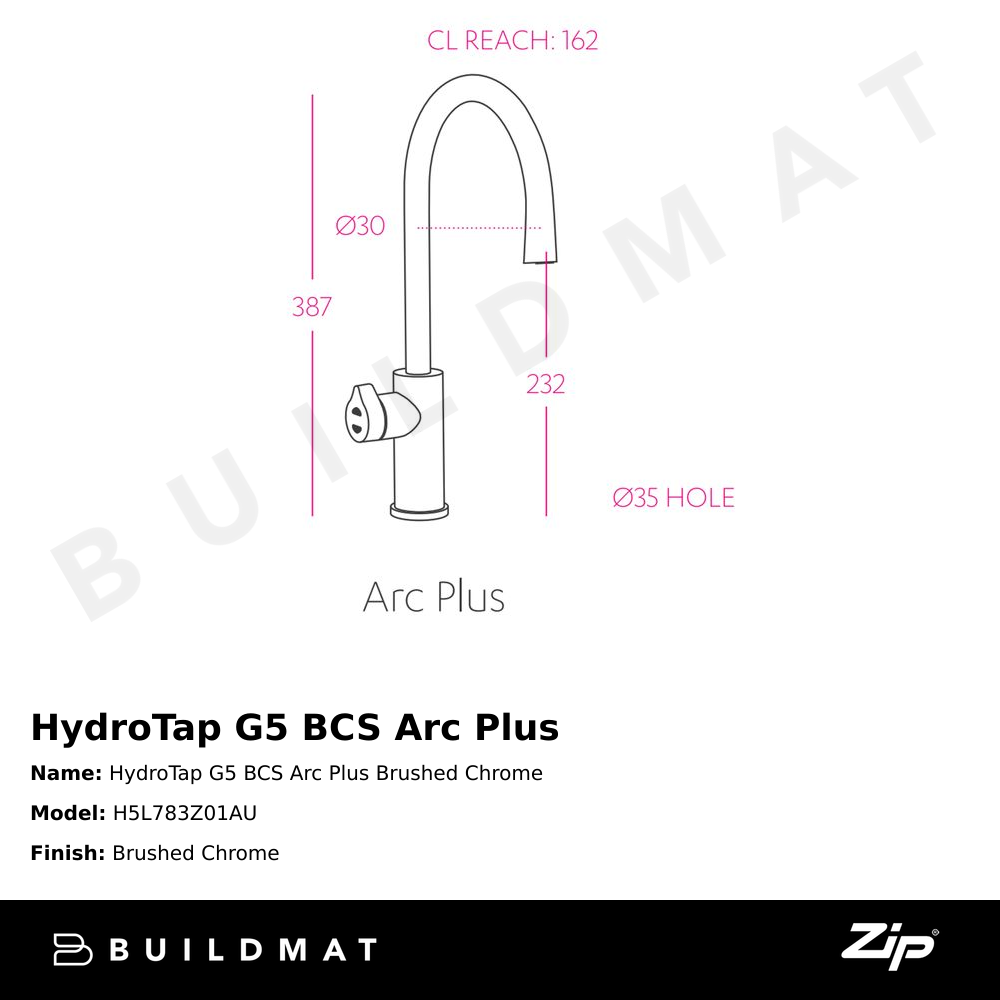 HydroTap G5 BCS Arc Plus Brushed Chrome