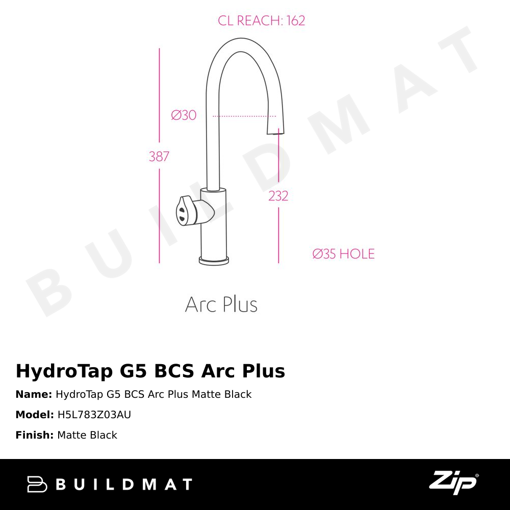 HydroTap G5 BCS Arc Plus Matte Black
