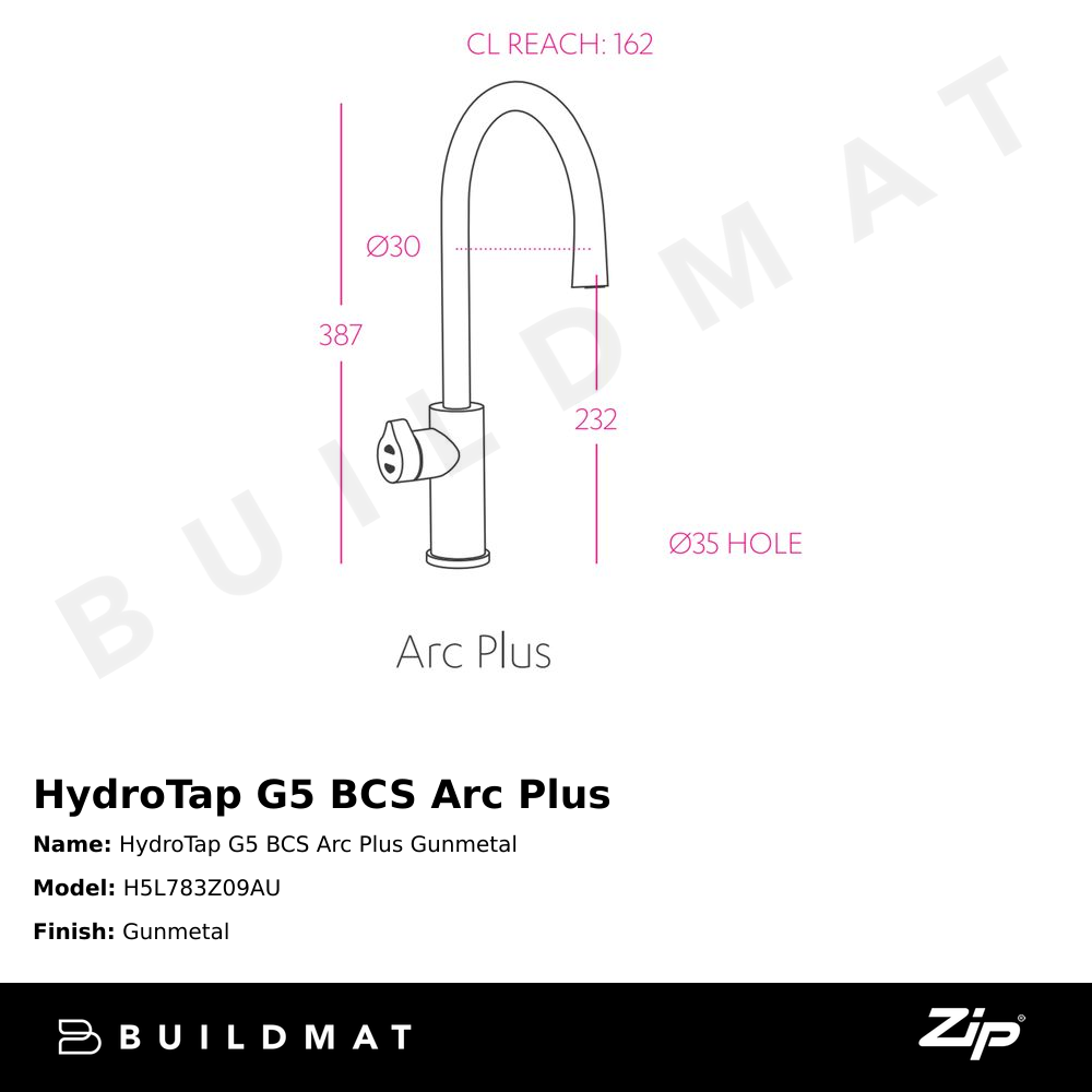 HydroTap G5 BCS Arc Plus Gunmetal