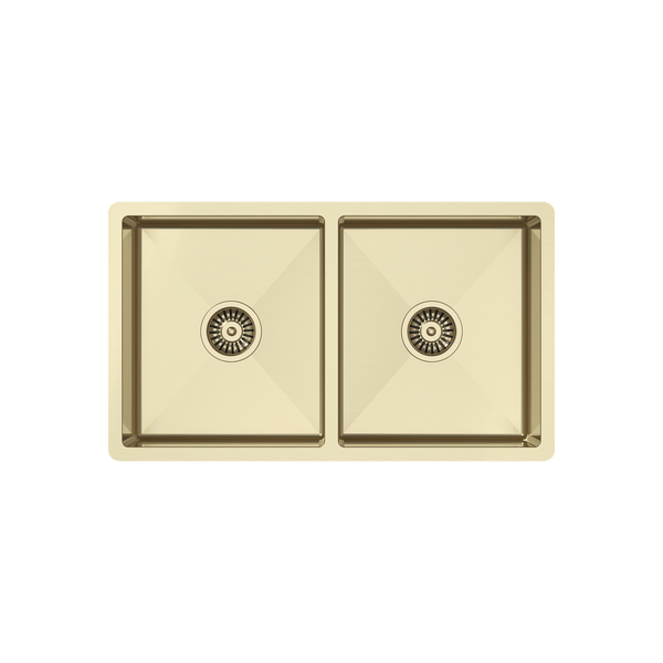 Brushed Brass Gold Madison 775x450 Double Bowl Sink