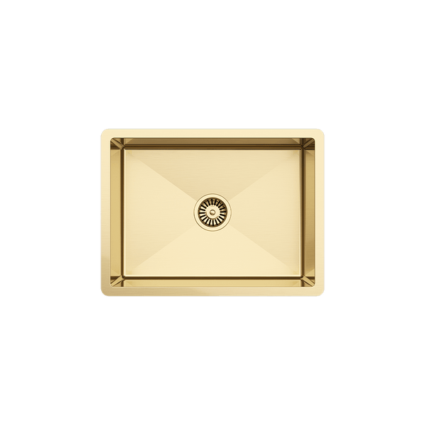 Brushed Brass Gold Willow 600x450 Medium Single Bowl Sink