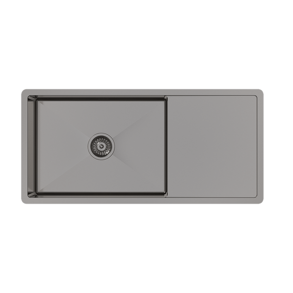 Brushed Gunmetal Cody 950x450 Single Bowl w Drain Board Sink
