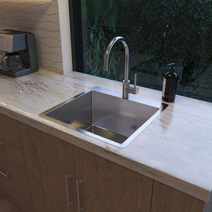 Leo 510x500 Single Bowl Tap Landing Sink - Brushed Stainless Steel
