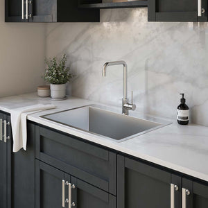 Noah 700x500 Large Single Bowl Tap Landing Sink - Brushed Stainless Steel