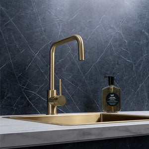 Charlotte Brushed Brass Gold Square Mixer - Brushed Brass Gold