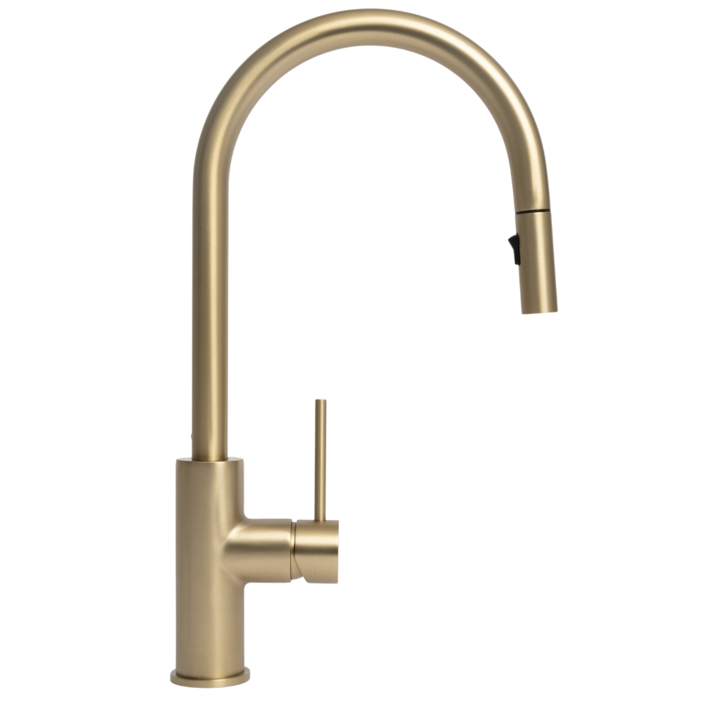 Mira Brushed Brass Gold Pull Out Mixer