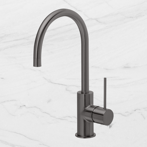 Vivid Slimline Brushed Carbon Sink Mixer 160mm Gooseneck - Brushed Gunmetal