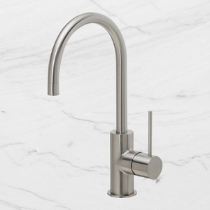 Vivid Slimline Brushed Nickel Sink Mixer 160mm Gooseneck - Brushed Nickel