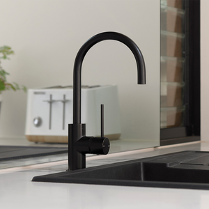 Vivid Slimline Matte Black Sink Mixer 160mm Gooseneck - Matte Black